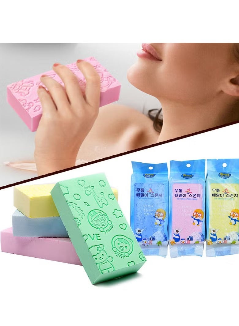 إسفنجة استحمام للجسم – ليفة حمام ناعمة لتقشير وتنظيف البشرة وإزالة الجلد الميت – لطيفة على البشرة – قطعة واحدة متعدد الألوان - Image 4